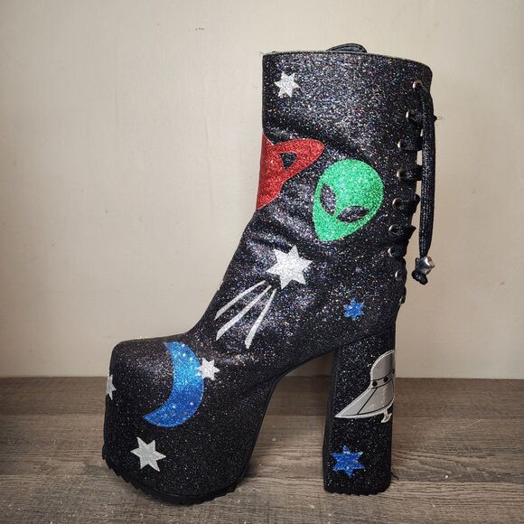 Current Mood Platform Boots Space Invasion Dolls Kill Goth Punk Womens 8 - Picture 9 of 16